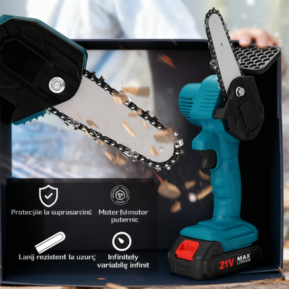 🔥 50% REDUCERE – Mini ferăstrău cu lanț profesional | Tăiere ușoară, rapidă și fără efort! + Mănușă din oțel GRATUITĂ